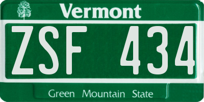 VT license plate ZSF434