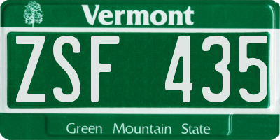 VT license plate ZSF435