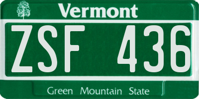 VT license plate ZSF436