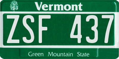 VT license plate ZSF437