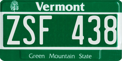 VT license plate ZSF438