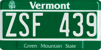 VT license plate ZSF439