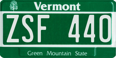 VT license plate ZSF440
