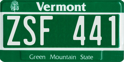VT license plate ZSF441