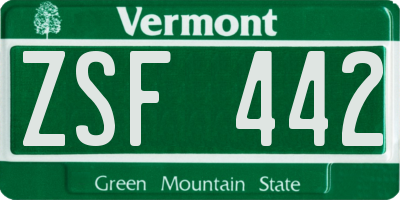 VT license plate ZSF442