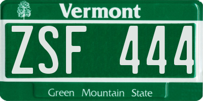 VT license plate ZSF444
