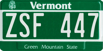 VT license plate ZSF447
