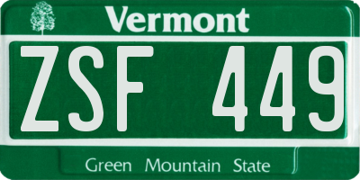 VT license plate ZSF449
