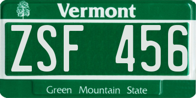 VT license plate ZSF456