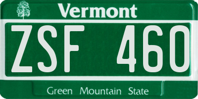 VT license plate ZSF460
