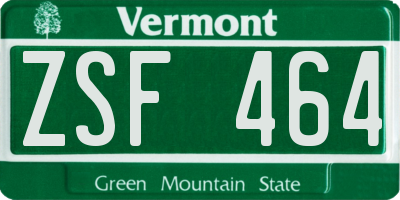VT license plate ZSF464