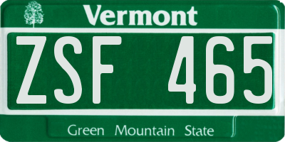 VT license plate ZSF465