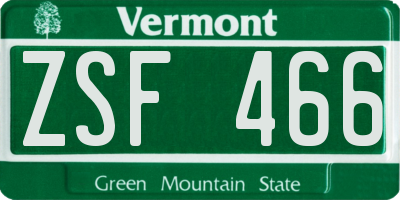VT license plate ZSF466