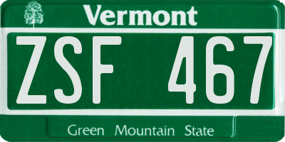 VT license plate ZSF467