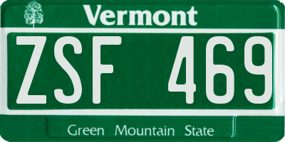 VT license plate ZSF469
