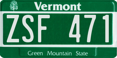 VT license plate ZSF471