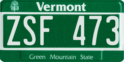 VT license plate ZSF473