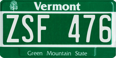 VT license plate ZSF476