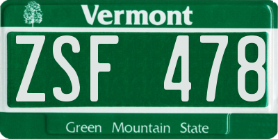 VT license plate ZSF478