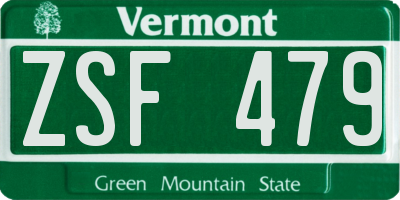 VT license plate ZSF479