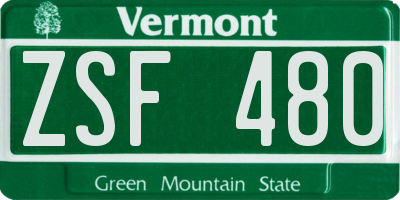 VT license plate ZSF480
