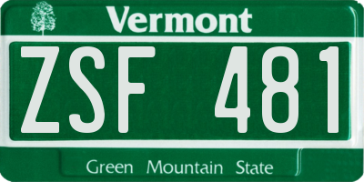 VT license plate ZSF481