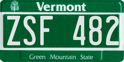VT license plate ZSF482