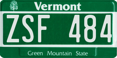 VT license plate ZSF484
