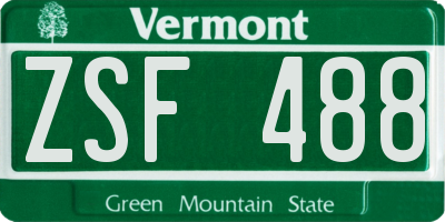VT license plate ZSF488