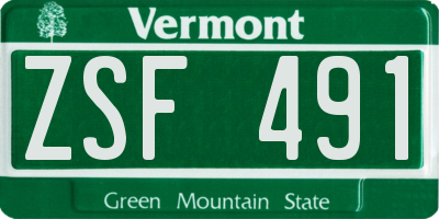 VT license plate ZSF491