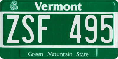 VT license plate ZSF495