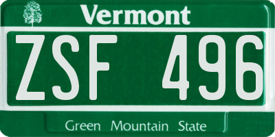VT license plate ZSF496