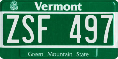 VT license plate ZSF497