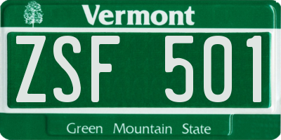 VT license plate ZSF501