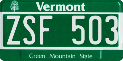 VT license plate ZSF503