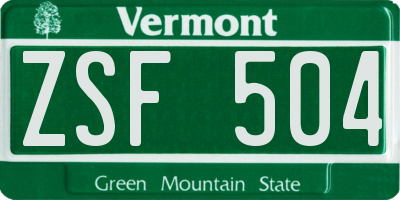 VT license plate ZSF504