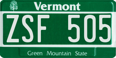 VT license plate ZSF505