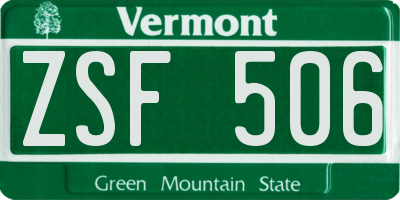 VT license plate ZSF506
