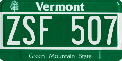 VT license plate ZSF507