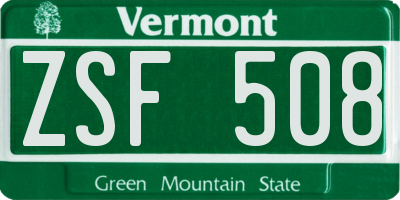 VT license plate ZSF508