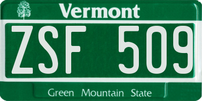 VT license plate ZSF509
