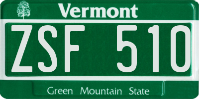 VT license plate ZSF510