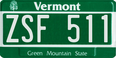 VT license plate ZSF511