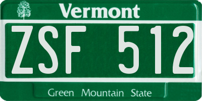 VT license plate ZSF512