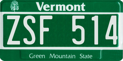 VT license plate ZSF514