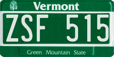 VT license plate ZSF515