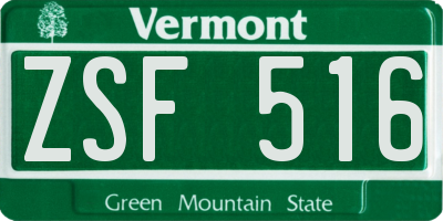 VT license plate ZSF516