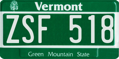VT license plate ZSF518