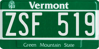 VT license plate ZSF519