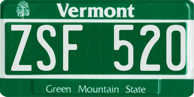 VT license plate ZSF520